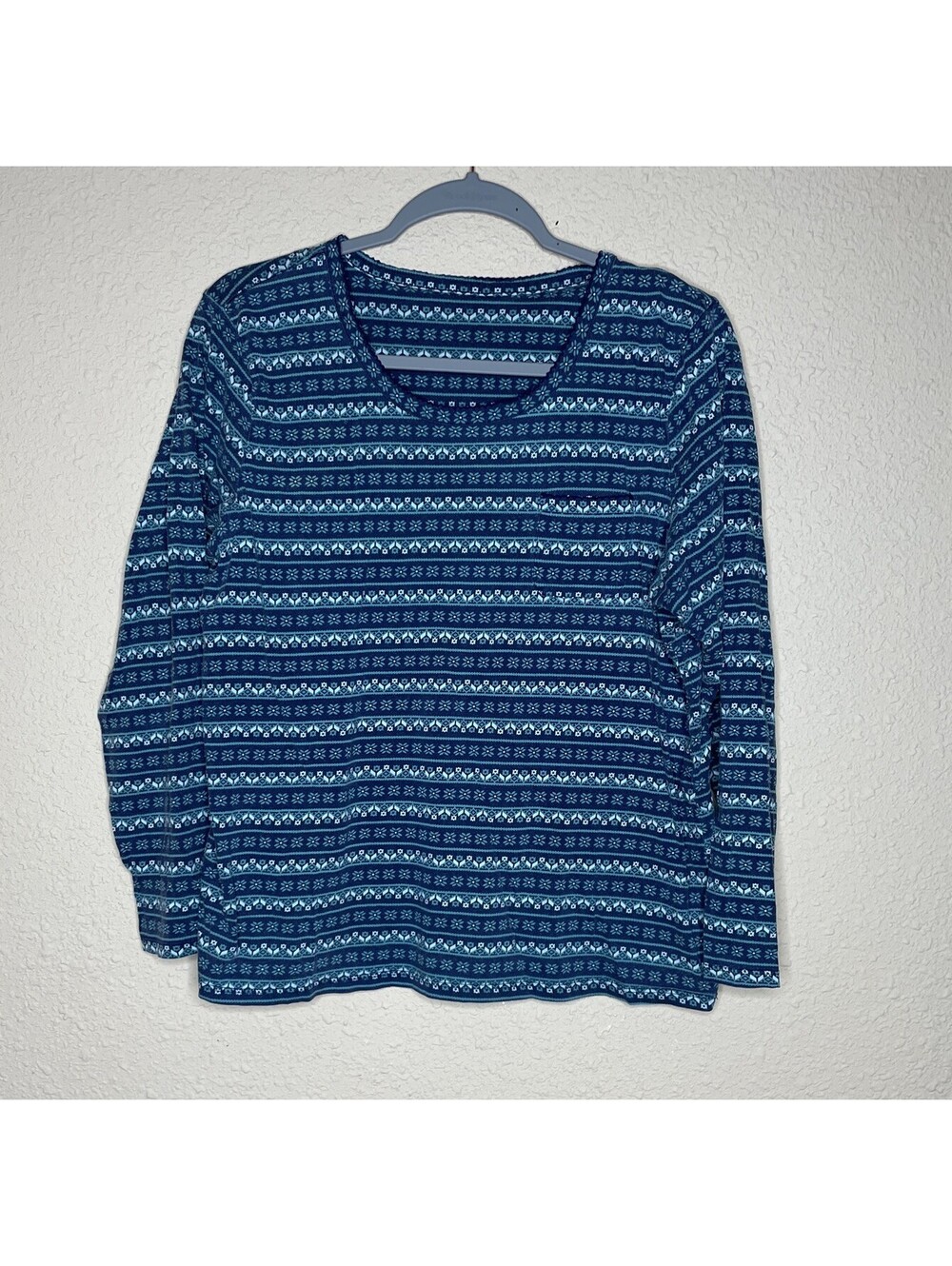 Long Sleeve Stretch Knit Winter Pullover Blue Women’s Size Large